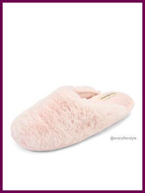 Plush Faux Fur Slide-On Scuff Slippers Memory Foam Indoor Outdoor